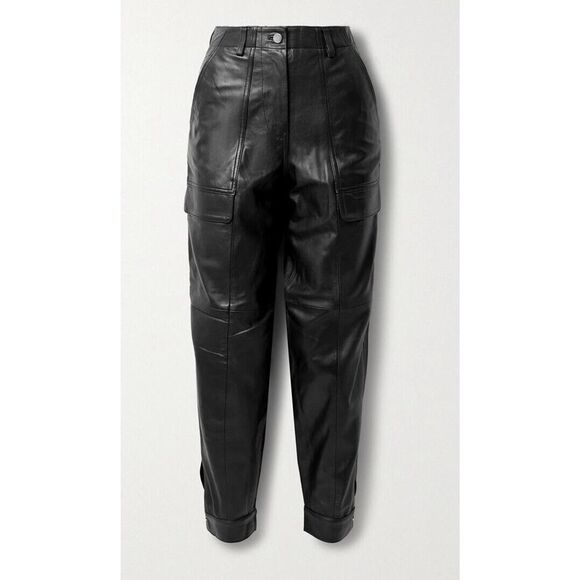 Deadwood Net Sustain Palma Leather Tapered Black Pants Size 0 New - Picture 2 of 12